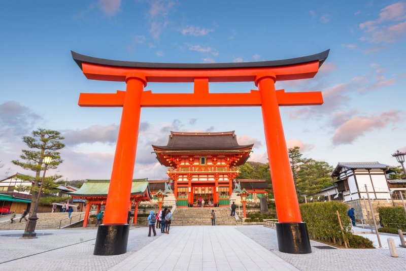 Red Tori Gate At The Entrance Of Fushimi Inari Taisha Shrine In Kyoto
