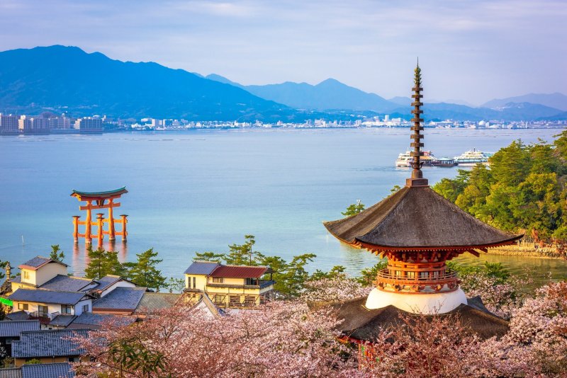 Hiroshima & Miyajima Tour - Miyajima Island, Hiroshima, Japan In Spring At Dusk.