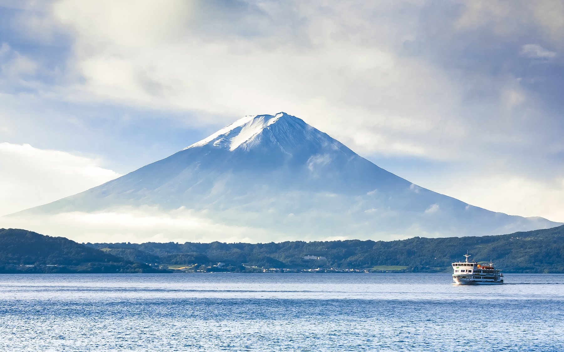Cruise On Lake Kawaguchi With Mount Fuji In The Background