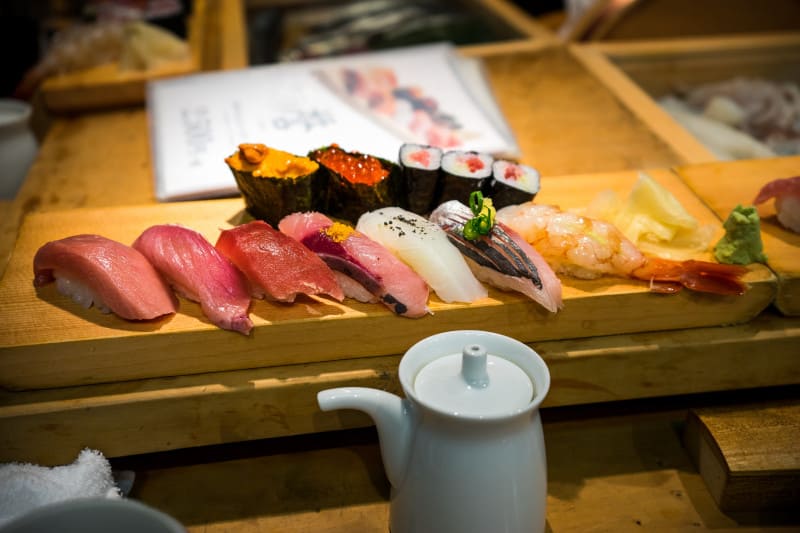 Close Up Of Sushi Being Served In Tokyo